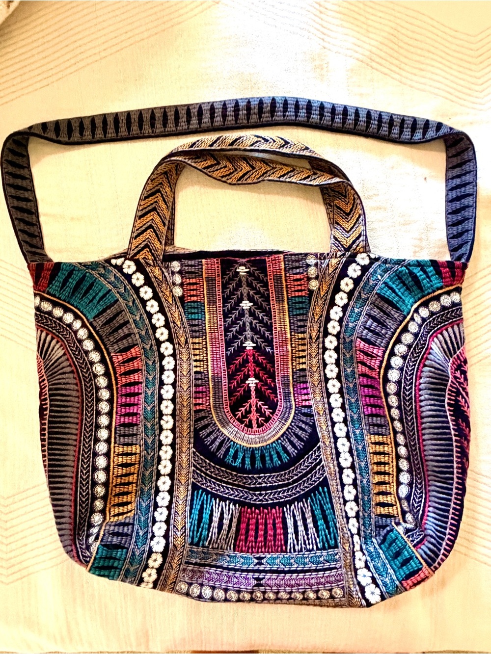 Gorgeous Embroidered Multicolor Johnny Was Tote Bag